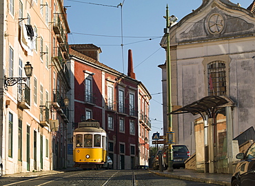 Cable car in the old town, Lisbon, Portugal, Europe