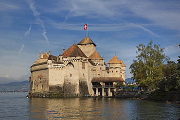 The Castle of Chillon, on Lake Geneva, Montreux, Canton Vaud, Switzerland, Europe