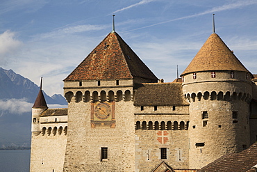 The Castle of Chillon, on Lake Geneva, Montreux, Canton Vaud, Switzerland, Europe