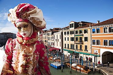 Mask during Venice Carnival, Venice, UNESCO World Heritage Site, Veneto, Italy, Europe