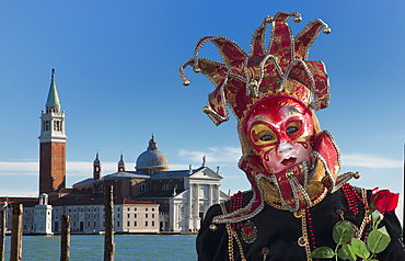 Mask during Venice Carnival, Venice, UNESCO World Heritage Site, Veneto, Italy, Europe