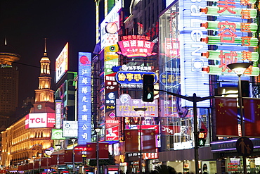 Nanjing Road at night, Shanghai, China, Asia