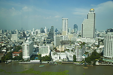 Silom District and Chao Praya River, Bangkok, Thailand