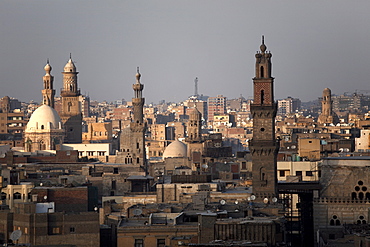 Minarets tower over Islamic Cairo and the area of Khan al-Khalili, Cairo, Egypt, North Africa, Africa