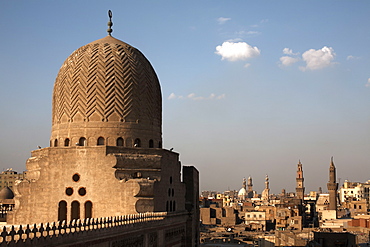 The dome of Bab Zuweila, overlooking Islamic Cairo and the area of Khan al-Khalili, Cairo, Egypt, North Africa, Africa