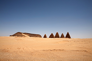 The pyramids at Jebel Barkal, used by Napatan Kings during the 3rd century BC, UNESCO World Heritage Site, Karima, Sudan, Africa