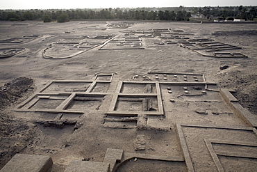 The grounds surrounding the 3,500 year-old mud-brick Western Deffufa, the seat of the first independent kingdom of Kush, Kerma, Sudan, Africa