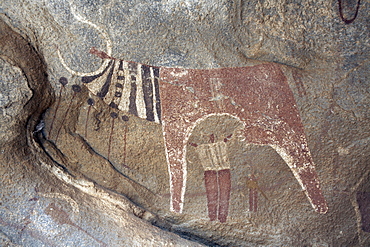 Five thousand year-old cave paintings in Lass Geel caves, Somaliland, northern Somalia, Africa