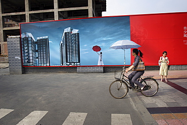 Outside a construction site, Chengdu, China, Asia