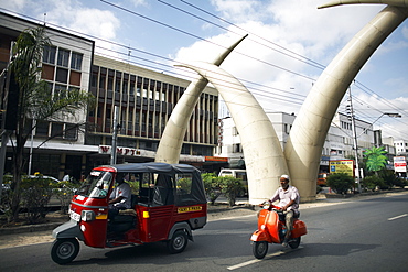 Elephant tusk arches, Mombasa, Kenya, East Africa, Africa