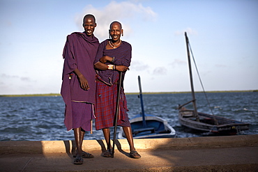 Maasai tribesmen on the island of Lamu, Kenya, East Africa, Africa