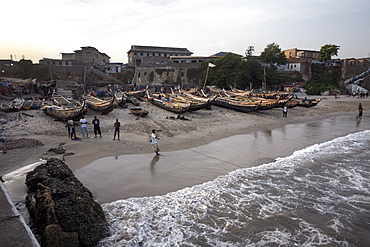 Fishing boats on the beach in Accra, Ghana, West Africa, Africa