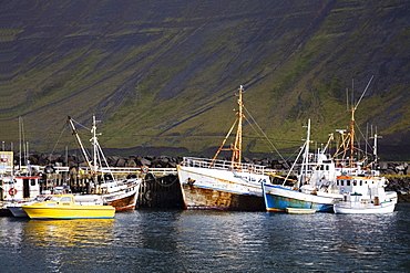 Fishing vessels, Port of Isafjordur, West Fjords Region, Iceland, Polar Regions