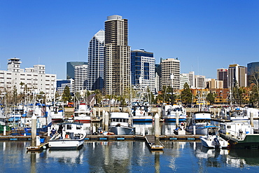 Tuna Harbor and skyline, San Diego, California, United States of America, North America