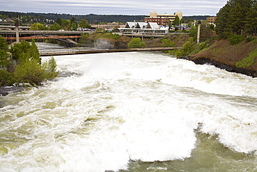 Spokane River in Major Flood, Riverfront Park, Spokane, Washington State, United States of America, North America