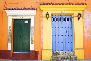 Doors in Old Walled City District, Cartagena City, Bolivar State, Colombia, South America