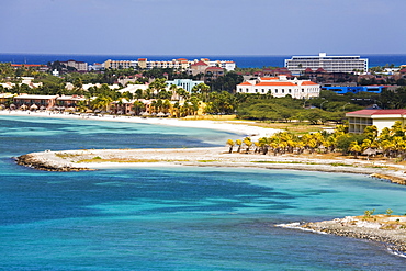 Oranjestad City and coastline, Aruba, West Indies, Caribbean, Central America