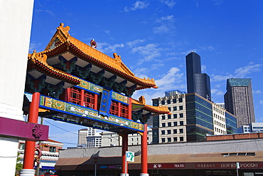 Chinatown Gate, International District, Seattle, Washington State, United States of America, North America