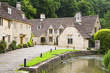 Houses near the Brook, Castle Combe village, Cotswolds, Wiltshire, England, United Kingdom, Europe