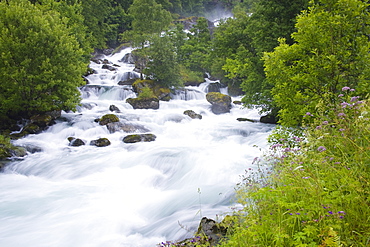 Geiranger Valley River, Geirangerfjord, Northern Fjord Region, Norway, Scandinavia, Europe