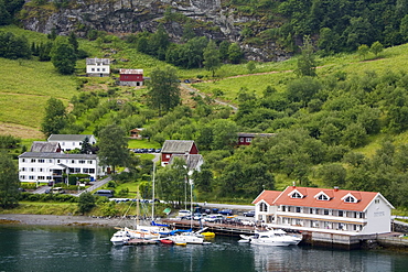 Flam village, Sognefjorden, Western Fjords, Norway, Scandinavia, Europe