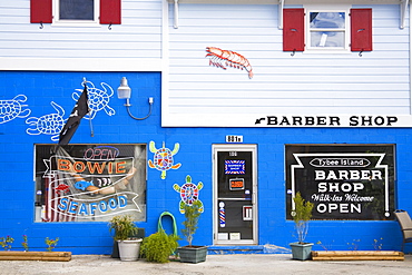 Seafood store and Barber Shop on Tybee Island, Savannah, Georgia, United States of America, North America