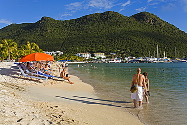 Great Bay Beach, Philipsburg, St. Maarten, Leeward Islands, Netherlands Antilles, West Indies, Caribbean, Central America