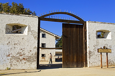 South Gate at Sutter's Fort State Historic Park, Sacramento, California, United States of America, North America