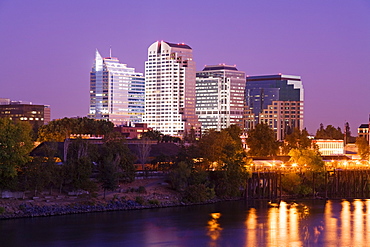 Sacramento River and skyline, Sacramento, California, United States of America, North America