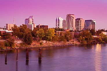 Sacramento River and skyline, Sacramento, California, United States of America, North America