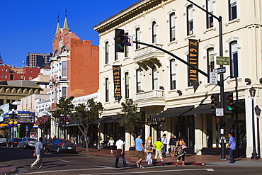 Stores on Fifth Avenue in the Gaslamp Quarter, San Diego, California, United States of America, North America