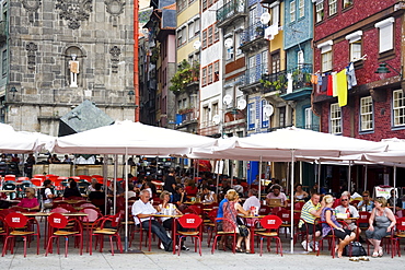 Outdoor dining on Ribeira Square, Porto, Portugal, Europe