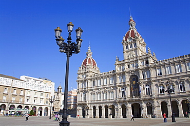 Palacio Municipal (Town Hall) on Plaza de Maria Pita, La Coruna City, Galicia, Spain, Europe