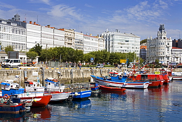 Fishing boats in Darsena Marina, La Coruna City, Galicia, Spain, Europe