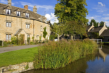 Little Eye stream in Lower Slaughter Village, Gloucestershire, Cotswolds, England, United Kingdom, Europe