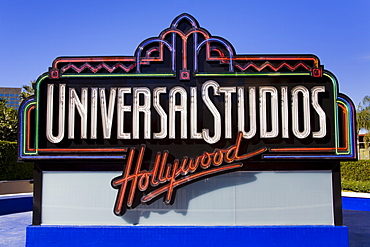 Universal Studios sign at Universal Studios Hollywood in Los Angeles, California, United States of America, North America