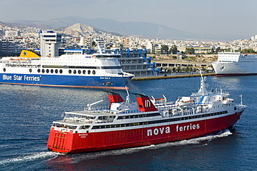 Ferries in the Port of Piraeus, Athens, Greece, Europe