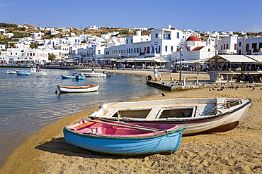 Fishing boats in Mykonos Town, Island of Mykonos, Cyclades, Greek Islands, Greece, Europe