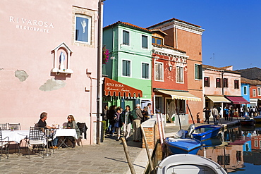 Canal on Burano Island, Venice, Veneto, Italy, Europe