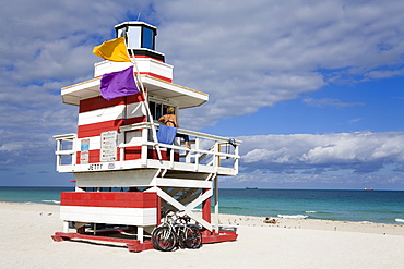 Lifeguard tower on South Beach, City of Miami Beach, Florida, United States of America, North America