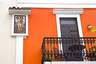 Colonial buildings in Old City of San Juan, Puerto Rico Island, West Indies, United States of America, Central America