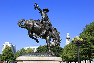 Broncho Buster sculpture in the Civic Center Cultural Complex, Denver, Colorado, United States of America, North America 