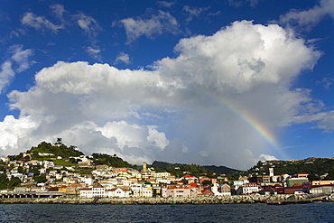 Rainbow over the Esplanade area, St. George's, Grenada, Windward Islands, Lesser Antilles, West Indies, Caribbean, Central America