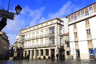 Pescaderia Vella Plaza in Old Town, Santiago de Compostela, Galicia, Spain, Europe 