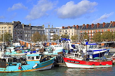 Fishing fleet in Le Havre, Normandy, France, Europe