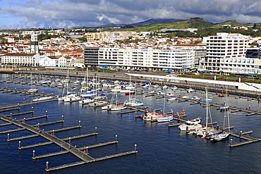 Yacht Marina in Ponta Delgada Port, Sao Miguel Island, Azores, Portugal, Atlantic, Europe 