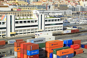 Containers on Santo Amaro Dock, Lisbon, Portugal, Europe