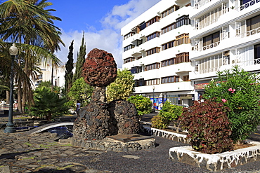 Volcanic rock on the waterfront, Arrecife, Lanzarote Island, Canary Islands, Spain, Europe