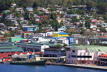 Docks in Castries Harbor, St. Lucia, Windward Islands, West Indies, Caribbean, Central America