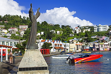 Statue in Carenage Harbour, St. George's, Grenada, Windward Islands, Lesser Antilles, West Indies, Caribbean, Central America